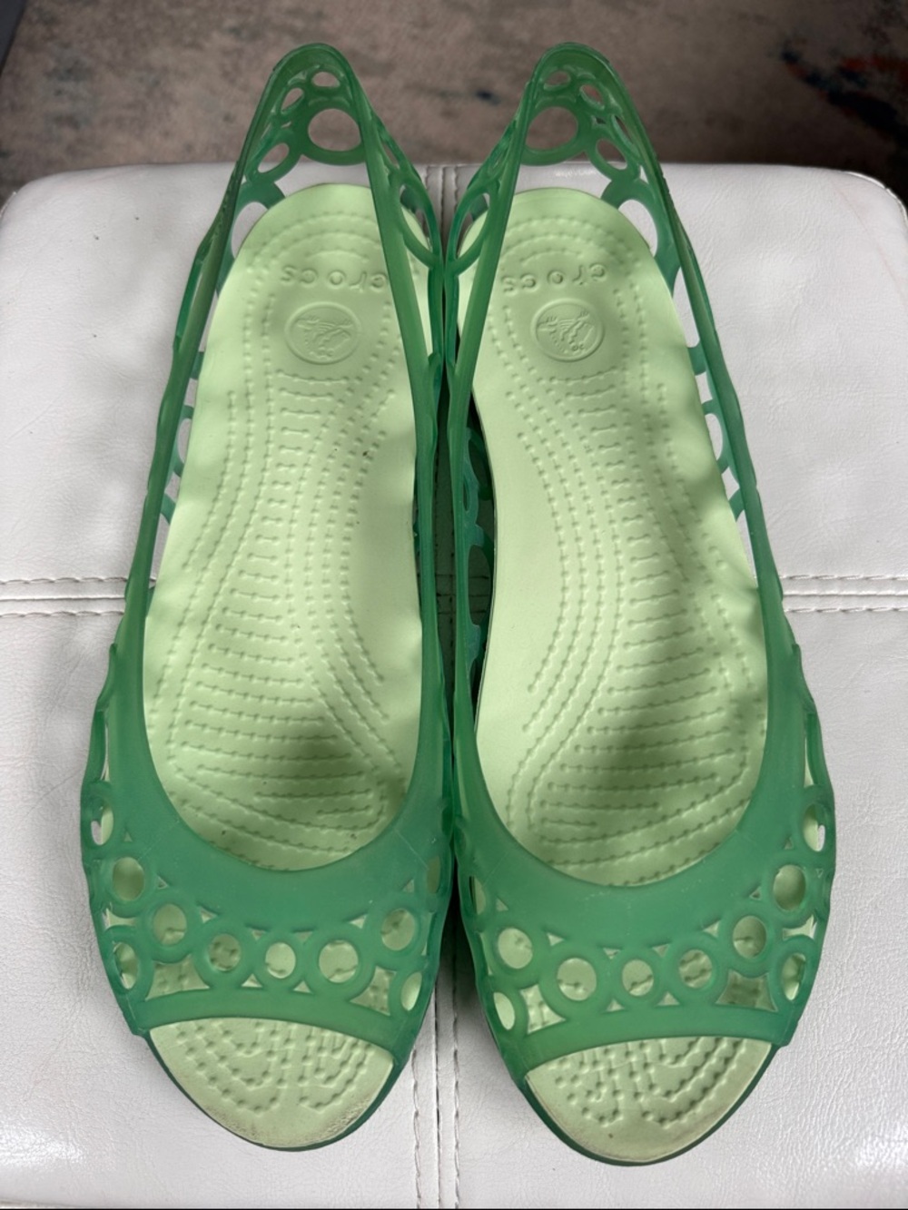 CROCS Women's Green Openwork Slip-On Flats